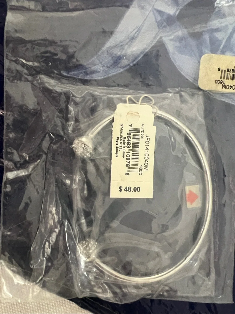 Fossil Silver Crystal-Accent Open Bangle Bracelet